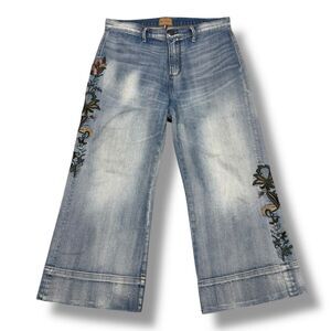 Driftwood Charlee Flare Jeans 29 Embroidered Boho Festival Coastal Cowgirl